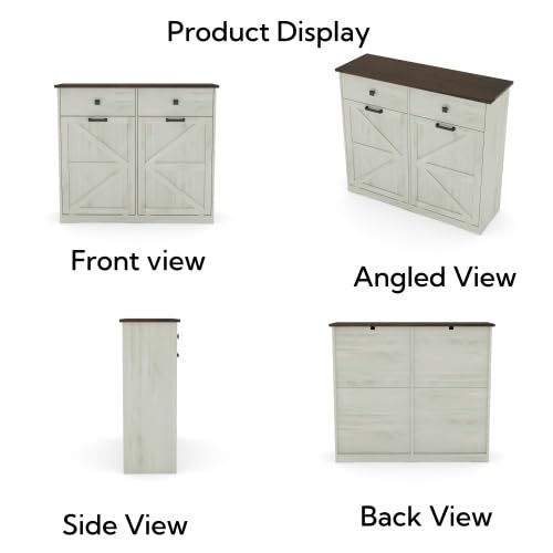 White Free Standing 2x10 Gallons Tilt Out Trash Can Cabinet F631435