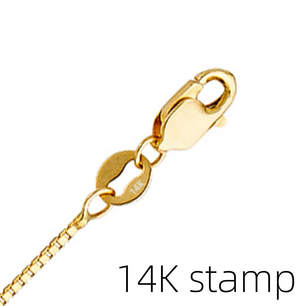 14k Gold Box Chain Necklace with Lobster Claw Clasp C970
