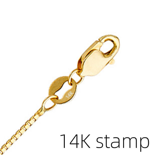14k Gold Box Chain Necklace with Lobster Claw Clasp C970
