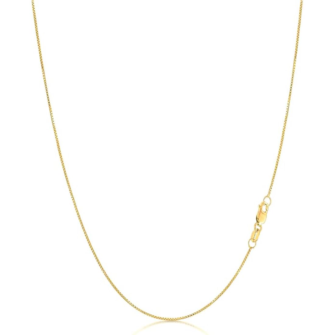 14k Gold Box Chain Necklace with Lobster Claw Clasp C970