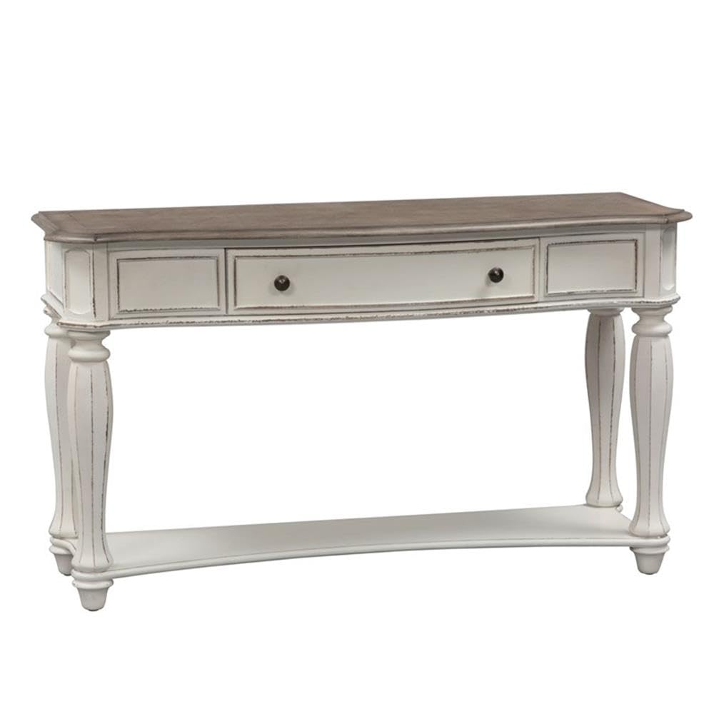Antique White Wood Sofa Table with 1 Drawer and 1 Shelf T8075