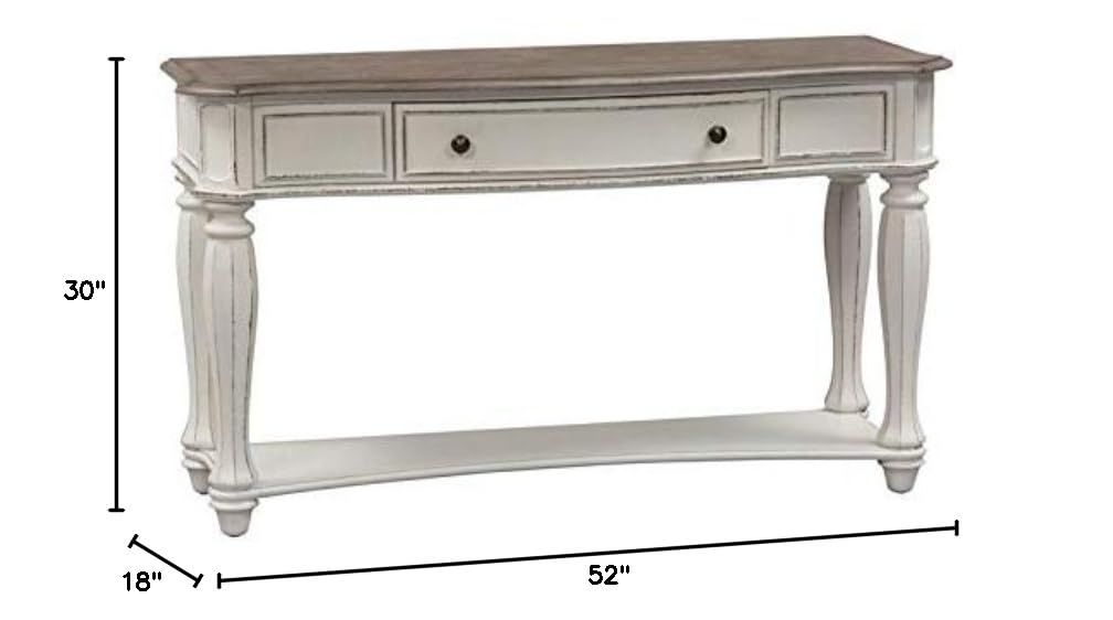 Antique White Wood Sofa Table with 1 Drawer and 1 Shelf T8075