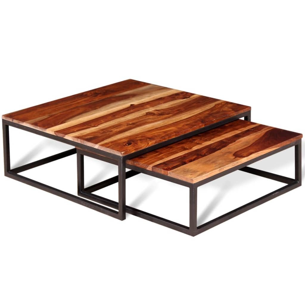 Solid Sheesham Wood Nesting Coffee Table Set H745589
