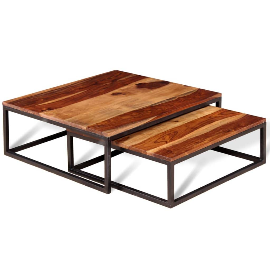 Solid Sheesham Wood Nesting Coffee Table Set H745589