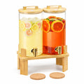1.5 Gallon Glass Drink Dispenser with Wooden Stand L45713
