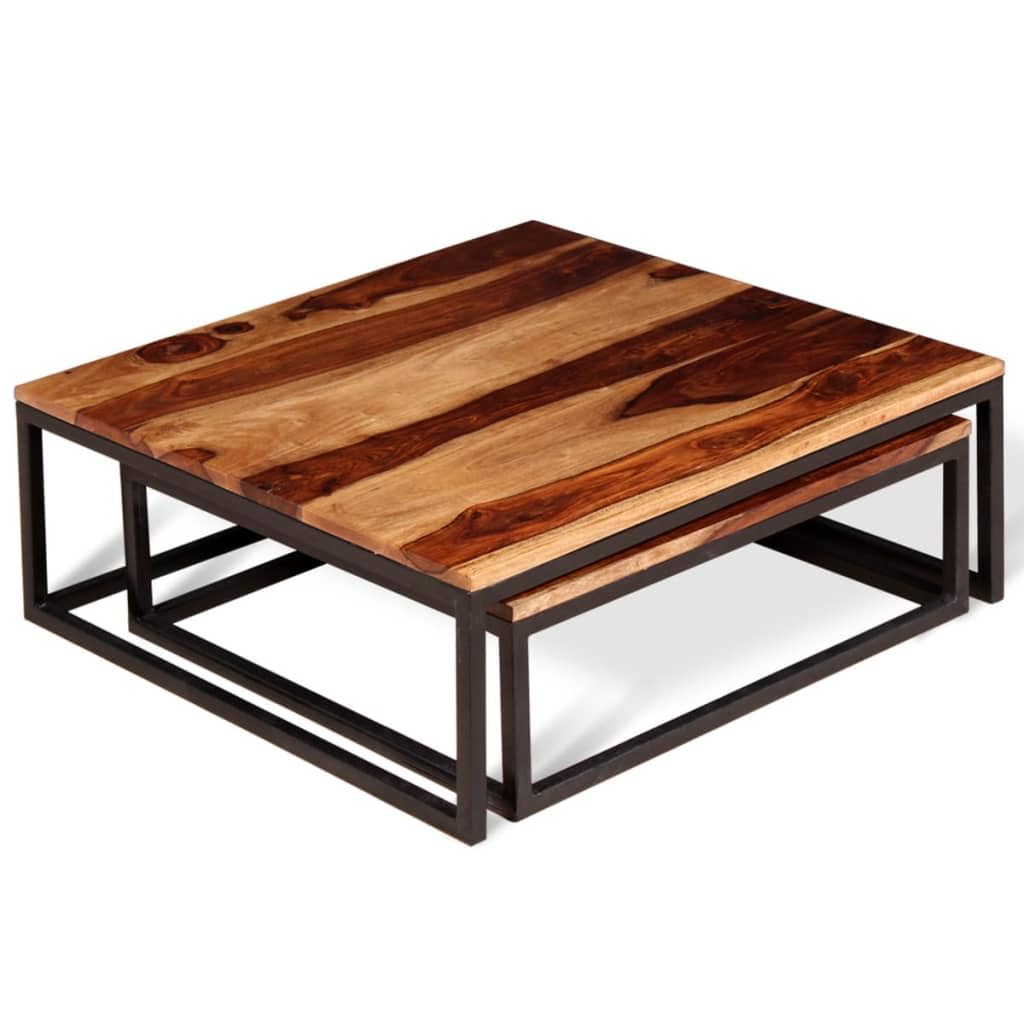 Solid Sheesham Wood Nesting Coffee Table Set H745589