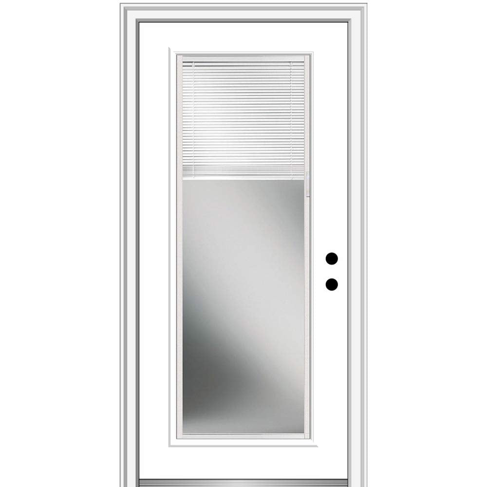 Steel Brilliant White Left Hand In-swing Prehung Door Full Lite Clear Glass 36" x 80" C1688