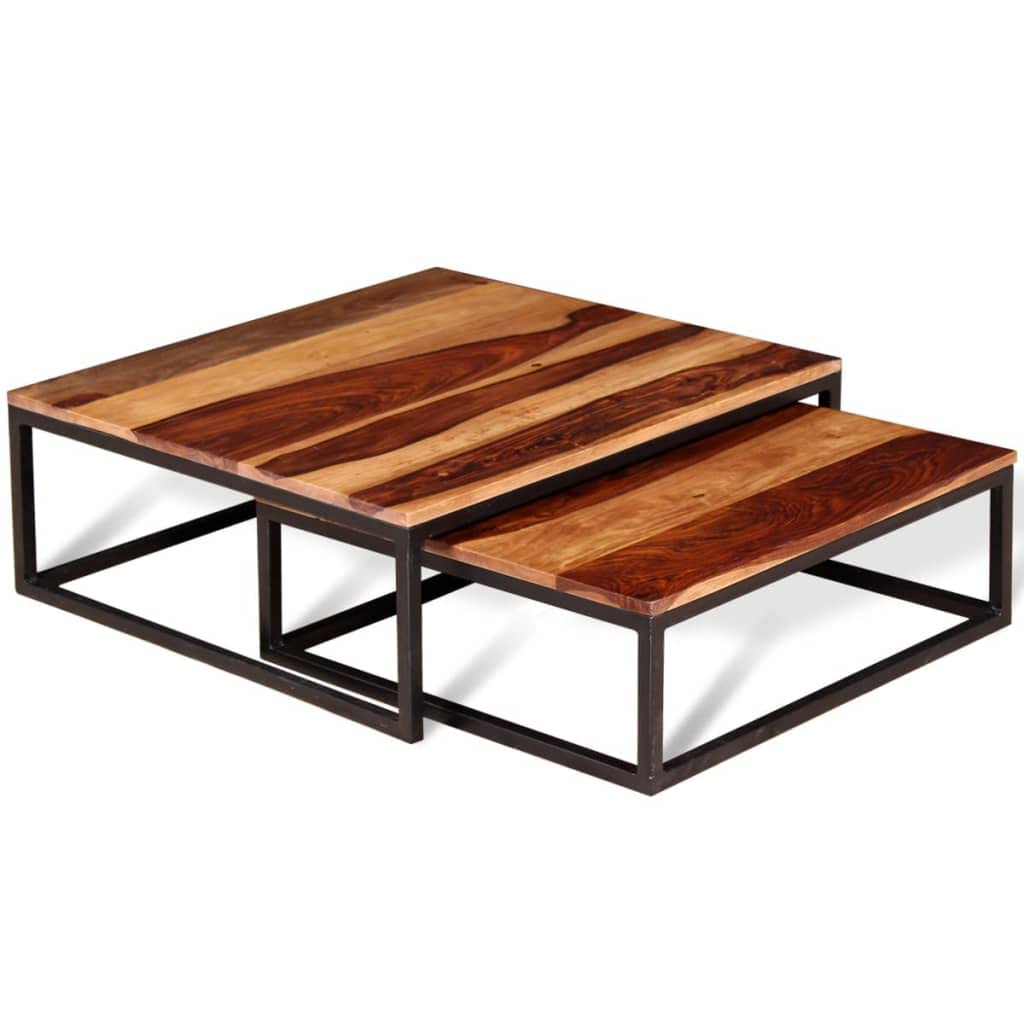 Solid Sheesham Wood Nesting Coffee Table Set H745589