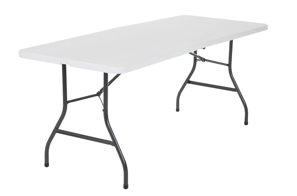 6 Foot Fold-in-Half Folding Table White Speckle HDPE Top C640