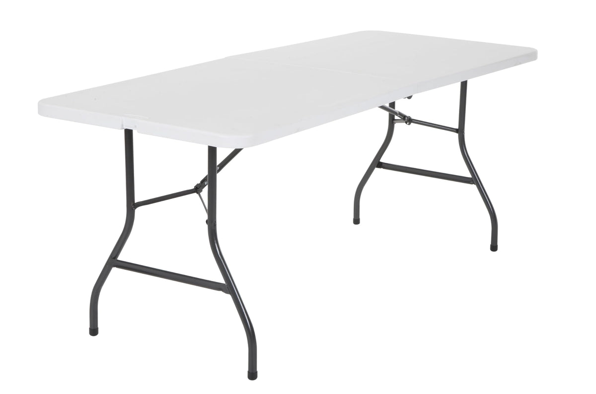 6 Foot Fold-in-Half Folding Table White Speckle HDPE Top C640