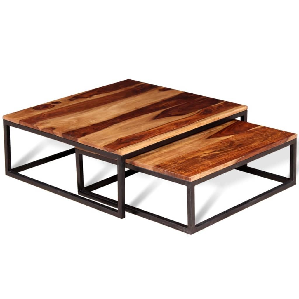 Solid Sheesham Wood Nesting Coffee Table Set H745589