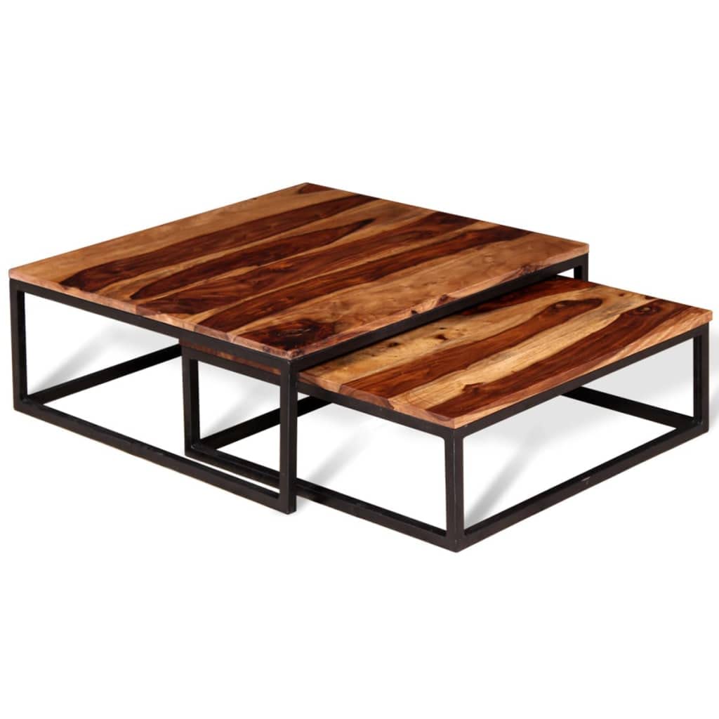 Solid Sheesham Wood Nesting Coffee Table Set H745589