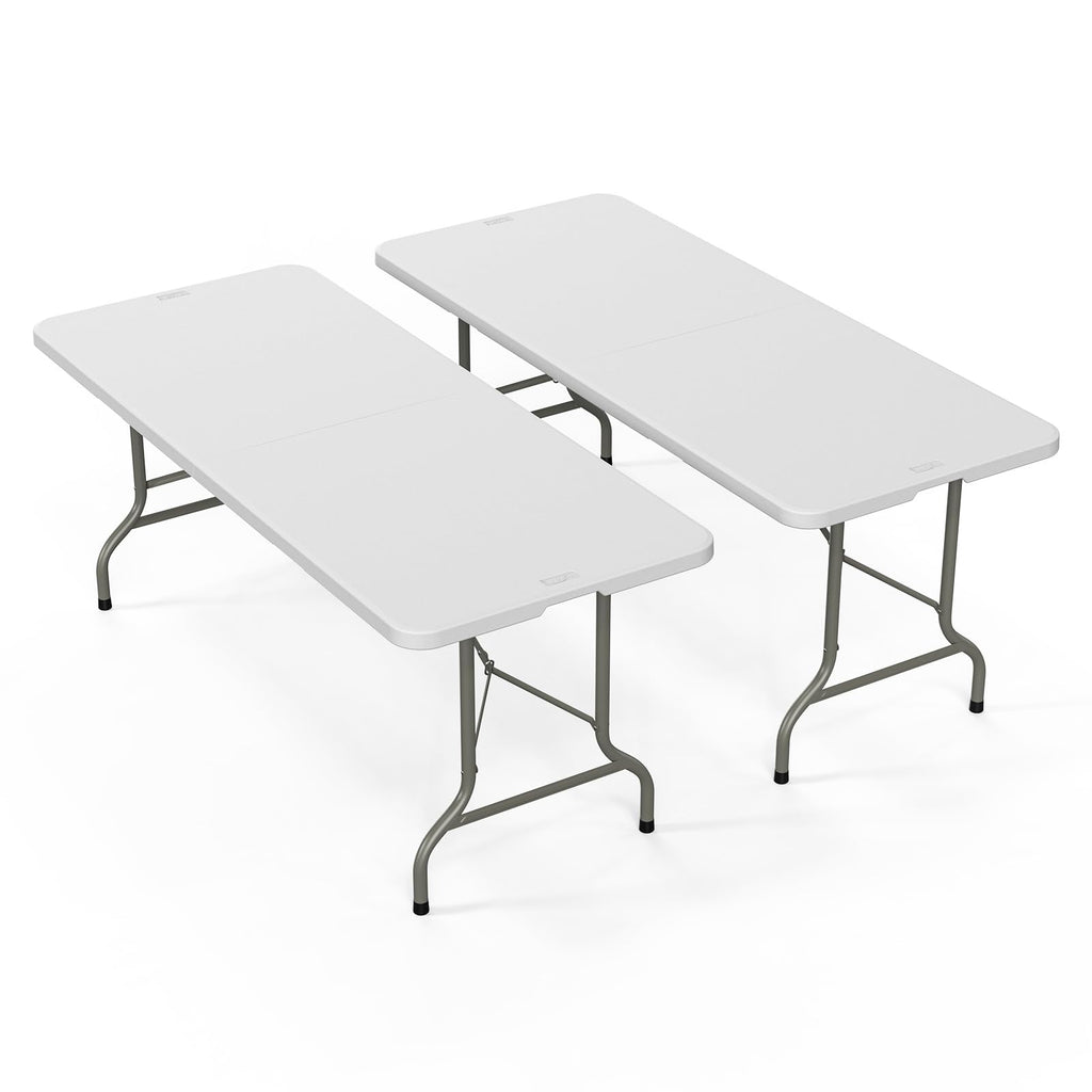 White 6-Foot Portable Plastic Folding Table 2 Pack V8221