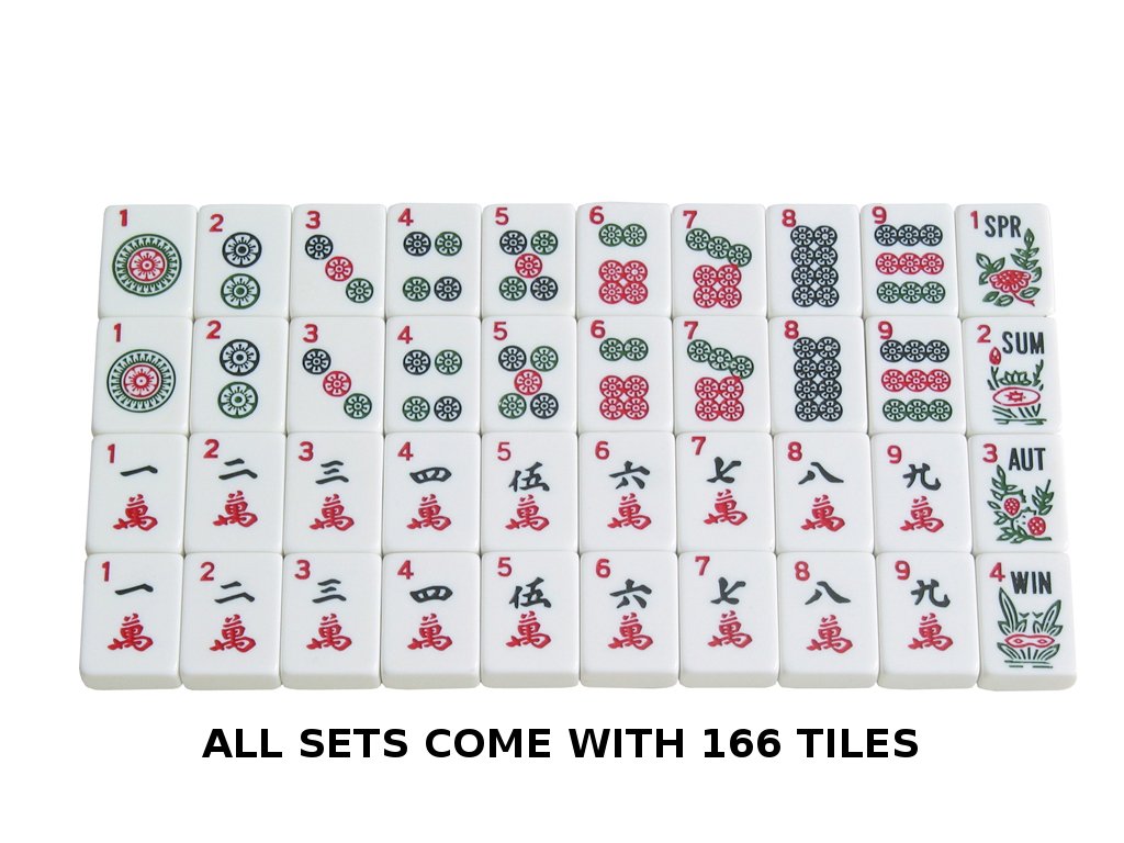 American Mahjong Set 166 White Tiles 4 All-in-One Rack/Pushers Blue Soft Bag X5571