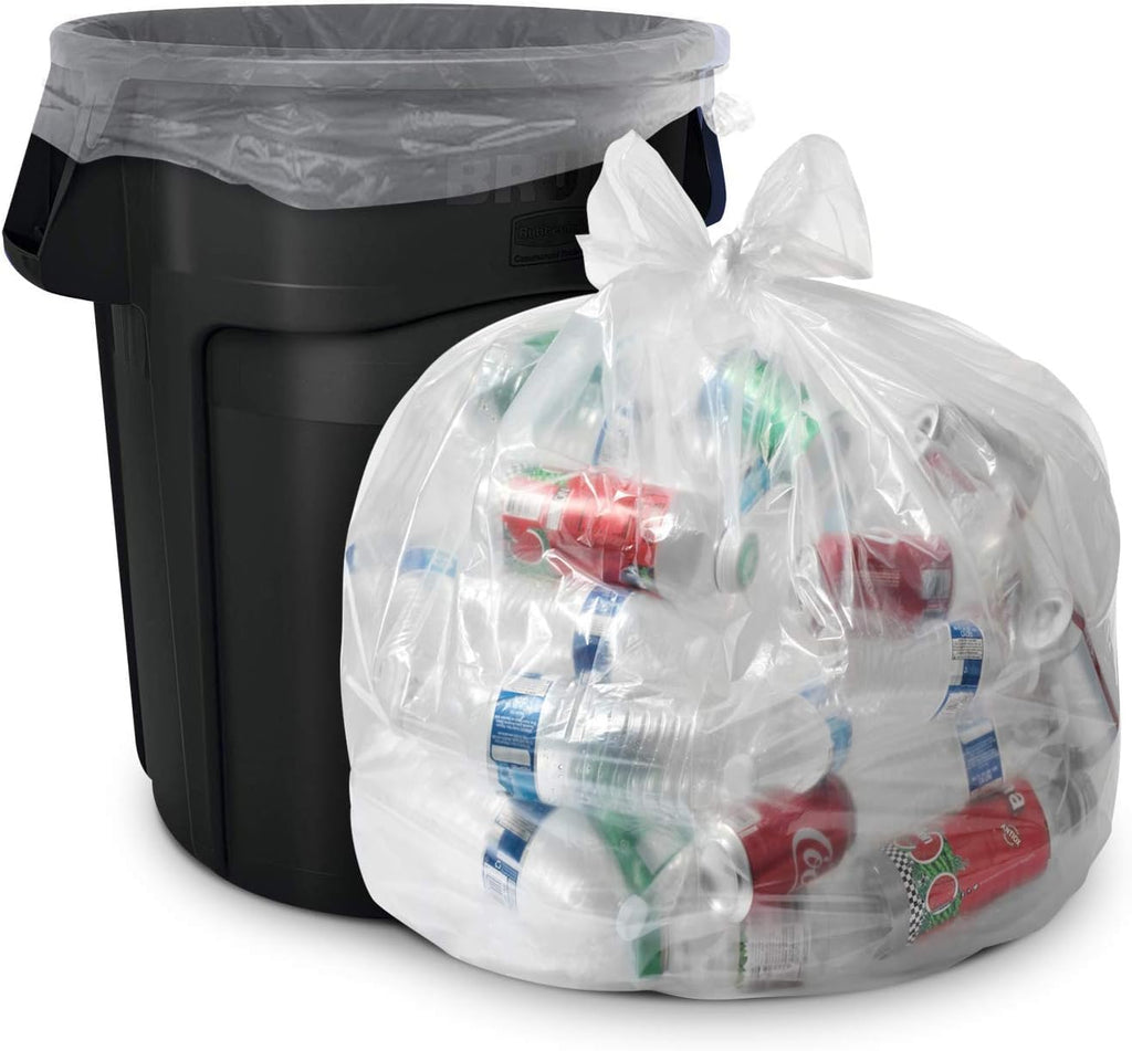 55 Gallon Clear Heavy Duty Contractor Bags with Flap Ties, Pack of 40 G99954