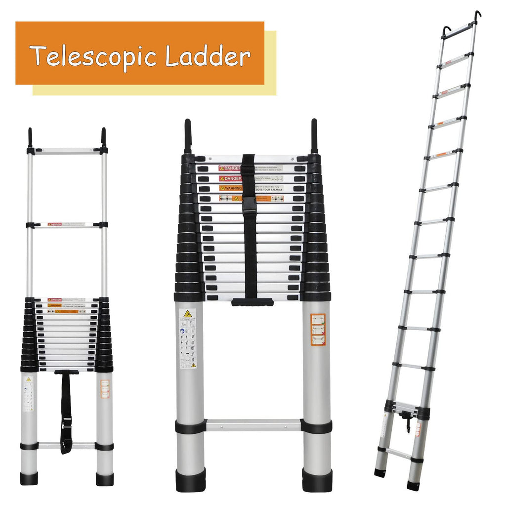 20.3ft Aluminum Telescoping Ladder with Hooks N123