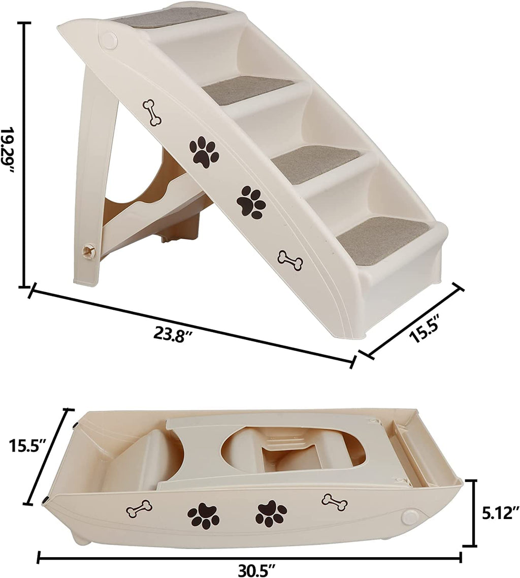 Tan 4-Step Non-Slip Foldable Pet Steps Z1241