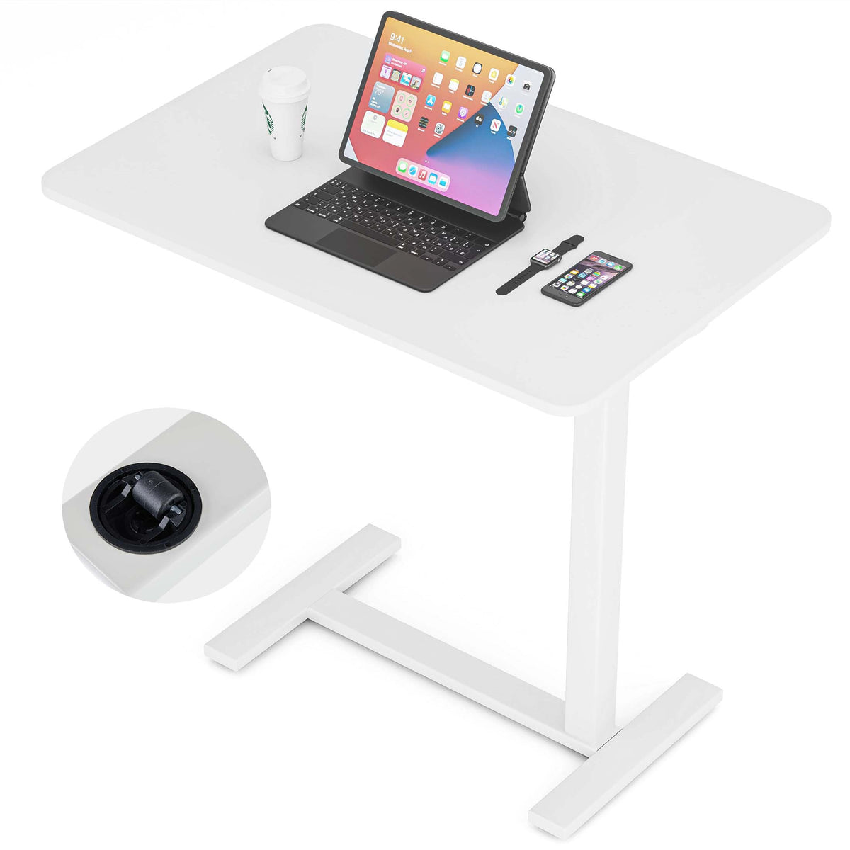 Hospital Over Bed Table with Wheels White J907