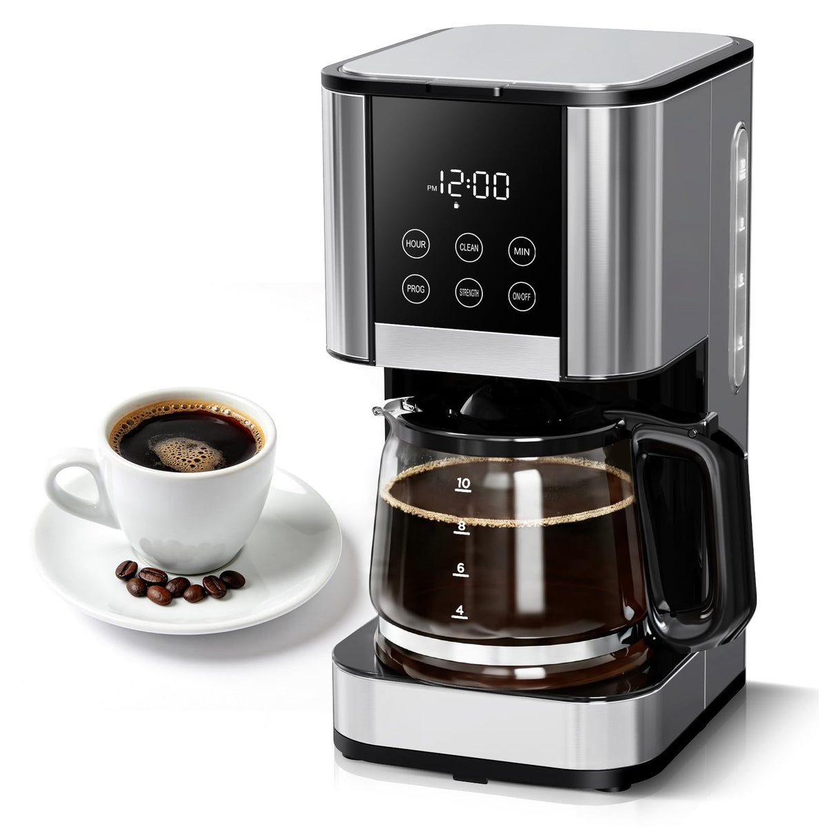 10 Cup Programmable Drip Coffee Maker with Glass Carafe Y9736