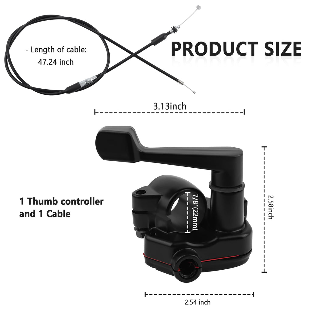 22mm Thumb Throttle Kit with Cable Aluminum Motorcycle ATV B622340
