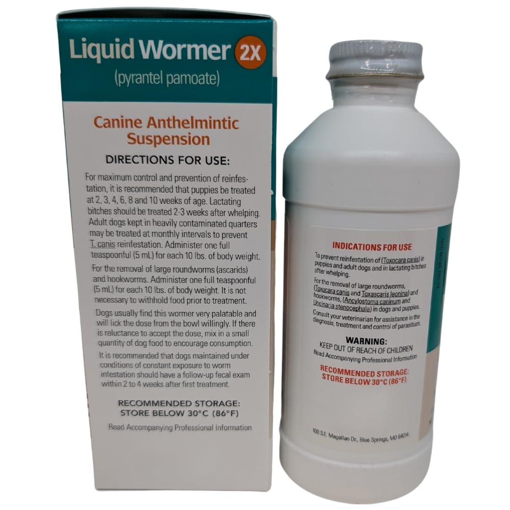 8 oz Pyrantel Pamoate Liquid Wormer for Dogs and Puppies W197