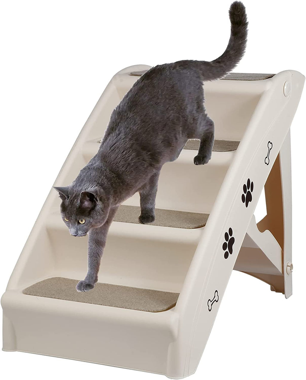 Tan 4-Step Non-Slip Foldable Pet Steps Z1241