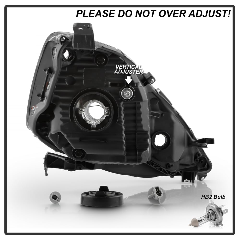 Black Housing Headlights Headlamps Pair Set H16326