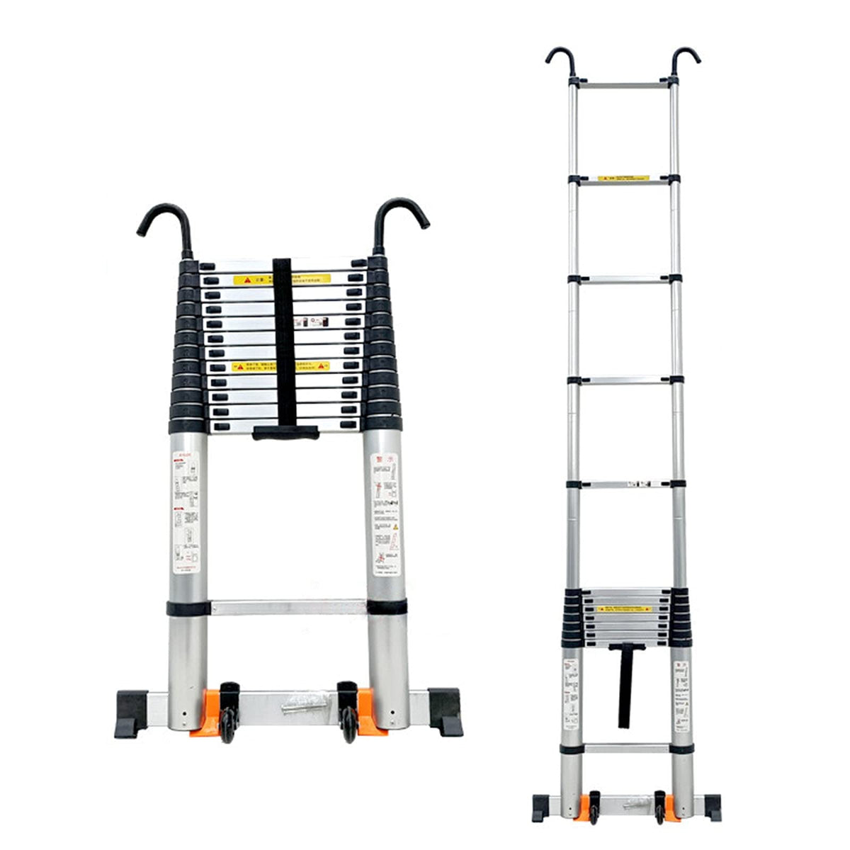 Telescopic Ladder 20ft/23ft/26ft Aluminum with Hook & Stabilizer Bar R9385