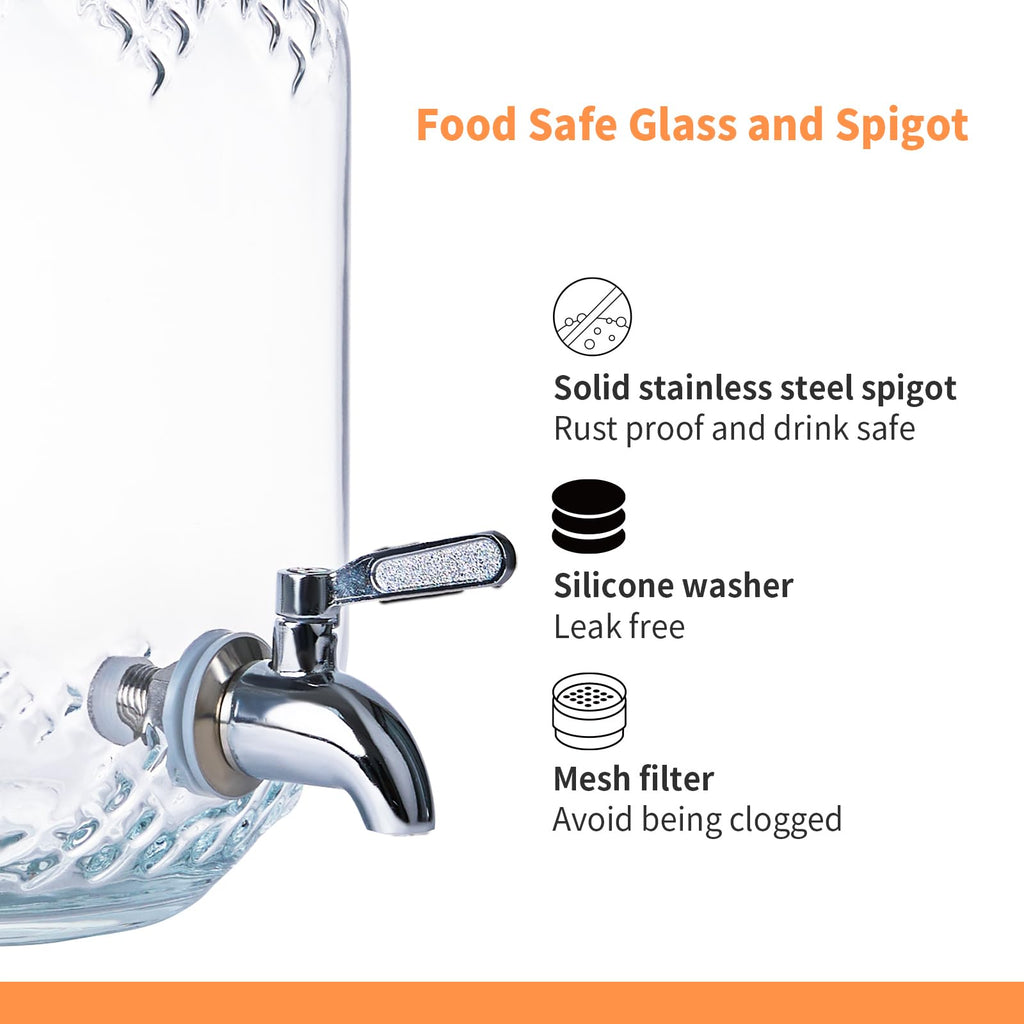 1 Gallon Glass Beverage Dispenser with Stand and Fruit Infuser K6590