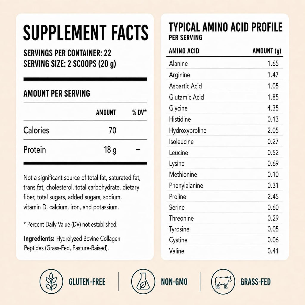 Hydrolyzed Bovine Collagen Peptides Powder, Grass Fed, Unflavored, 16 oz E39368