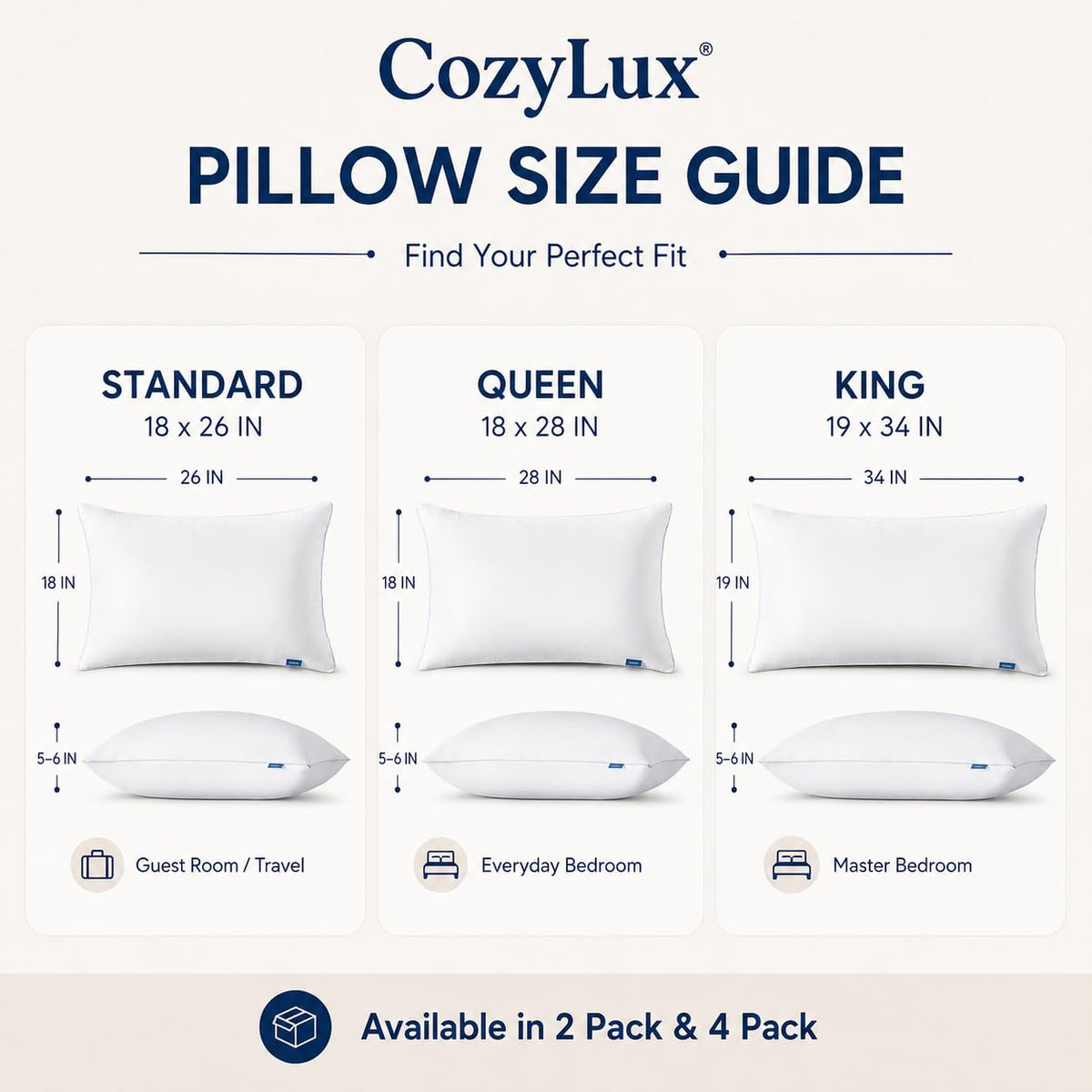 King Size Set of 2 Bed Pillows P6903