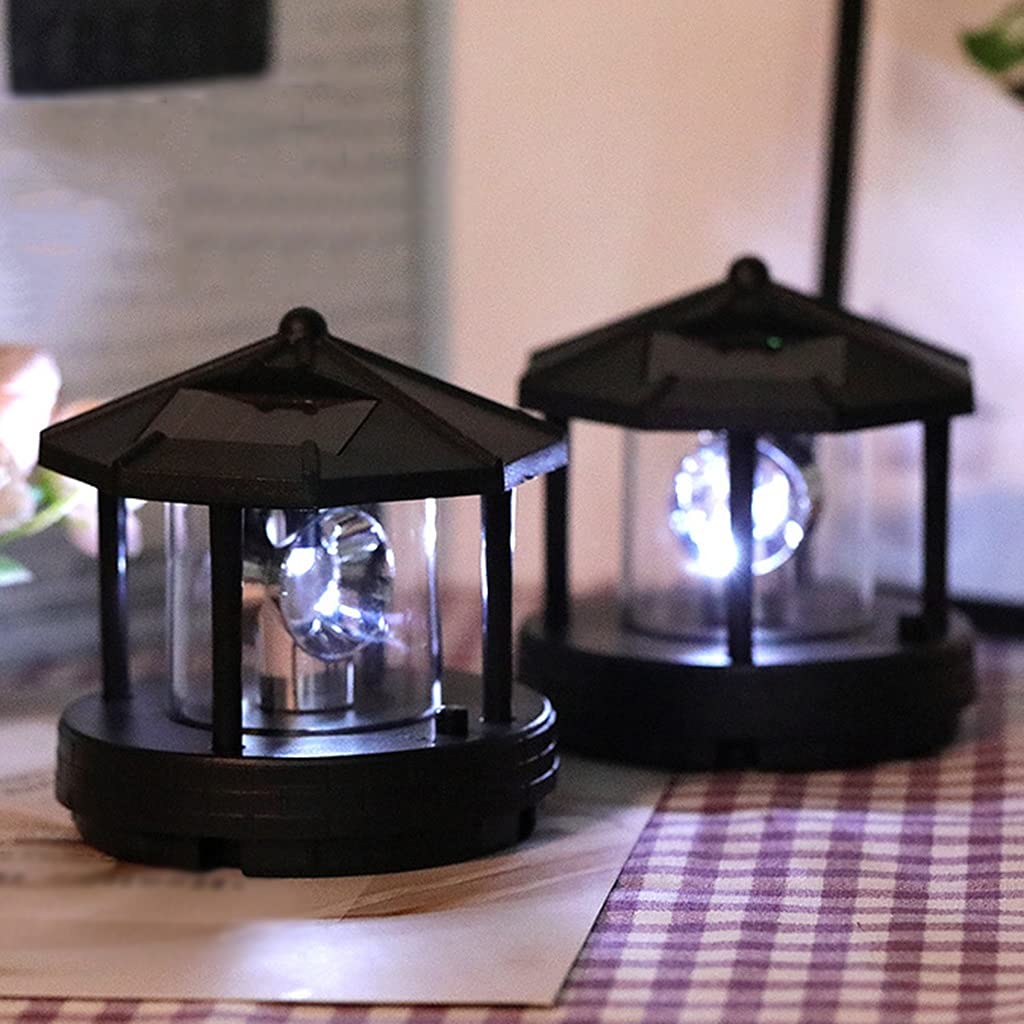 2 Pieces Solar Powered Lighthouse Shape Light D400