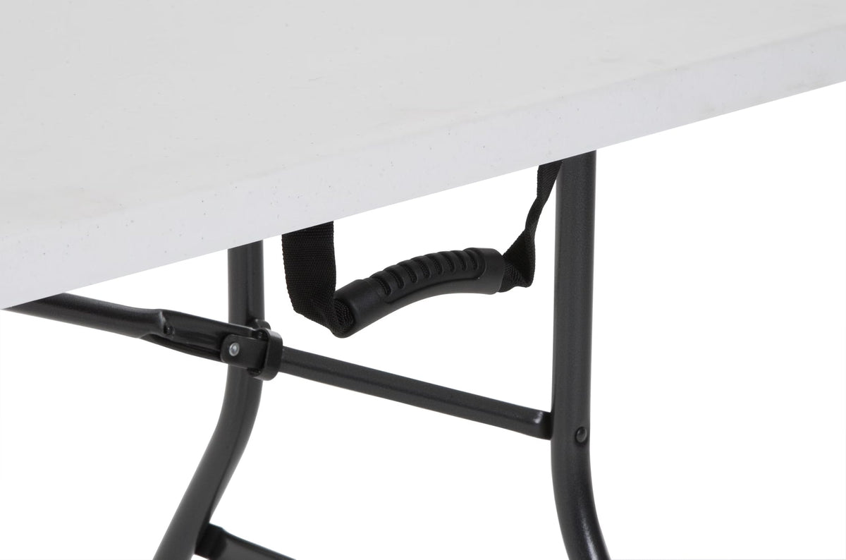 6 Foot Fold-in-Half Folding Table White Speckle HDPE Top C640