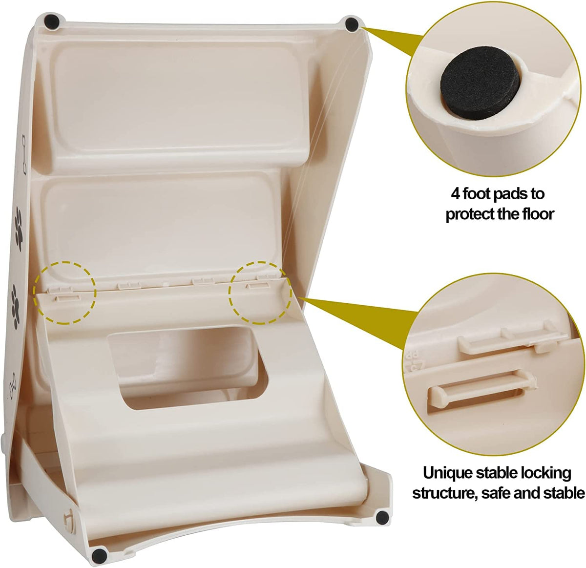 Tan 4-Step Non-Slip Foldable Pet Steps Z1241