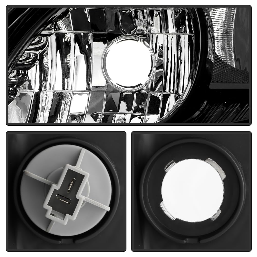 Black Housing Headlights Headlamps Pair Set H16326