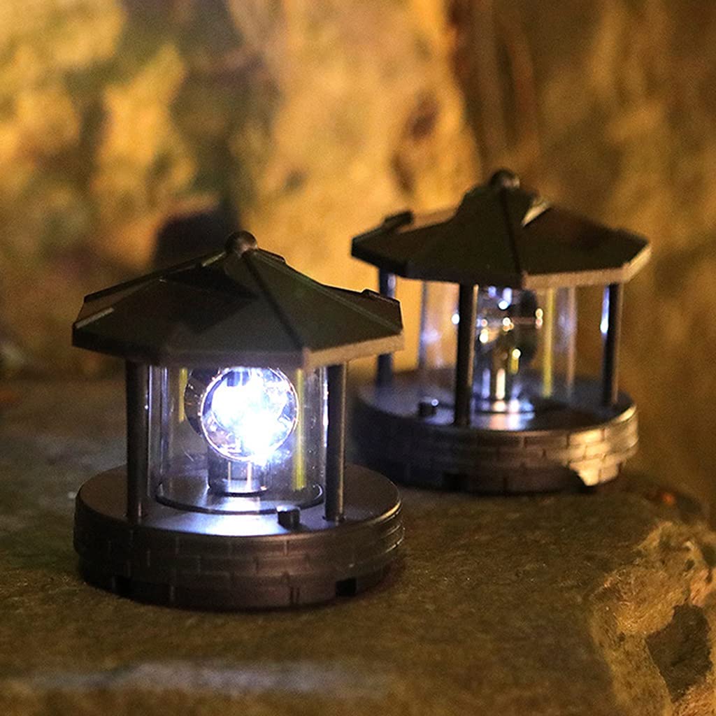 2 Pieces Solar Powered Lighthouse Shape Light D400