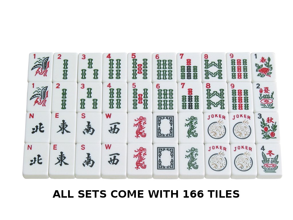 American Mahjong Set 166 White Tiles 4 All-in-One Rack/Pushers Blue Soft Bag X5571