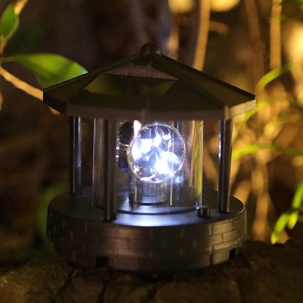 2 Pieces Solar Powered Lighthouse Shape Light D400