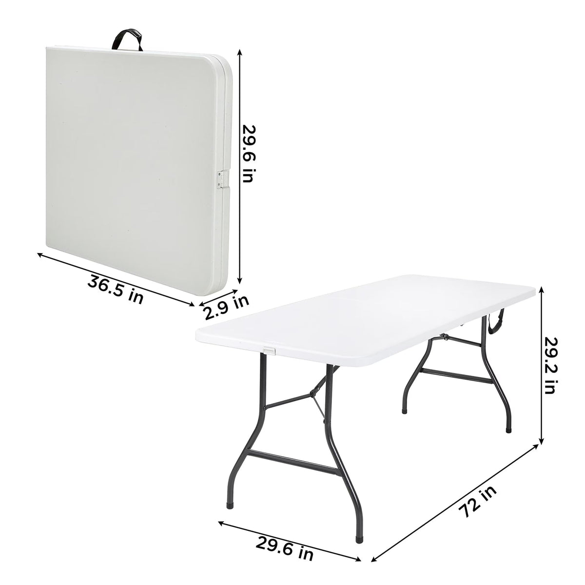 6 Foot Fold-in-Half Folding Table White Speckle HDPE Top C640