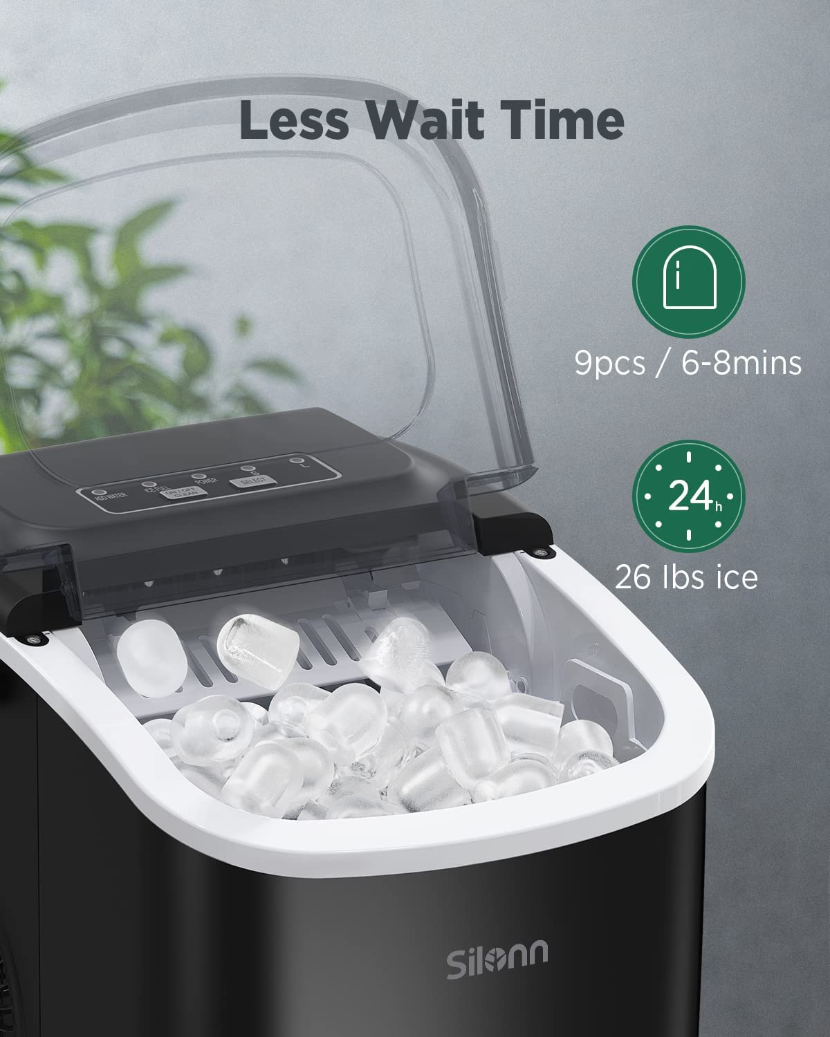 Black Countertop Ice Maker K299
