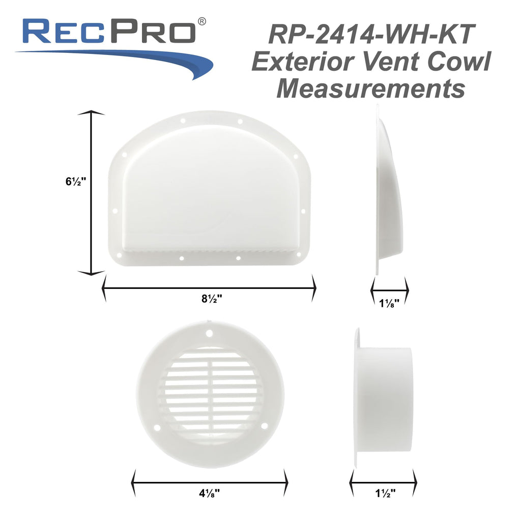 White Trailer Exterior Vent Cowl with Grill 2 Pack H3624
