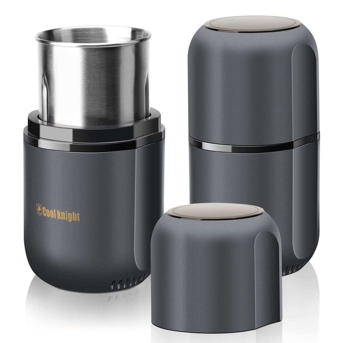 Electric Herb Grinder with Pollen Catcher 7.5" Grey T8497