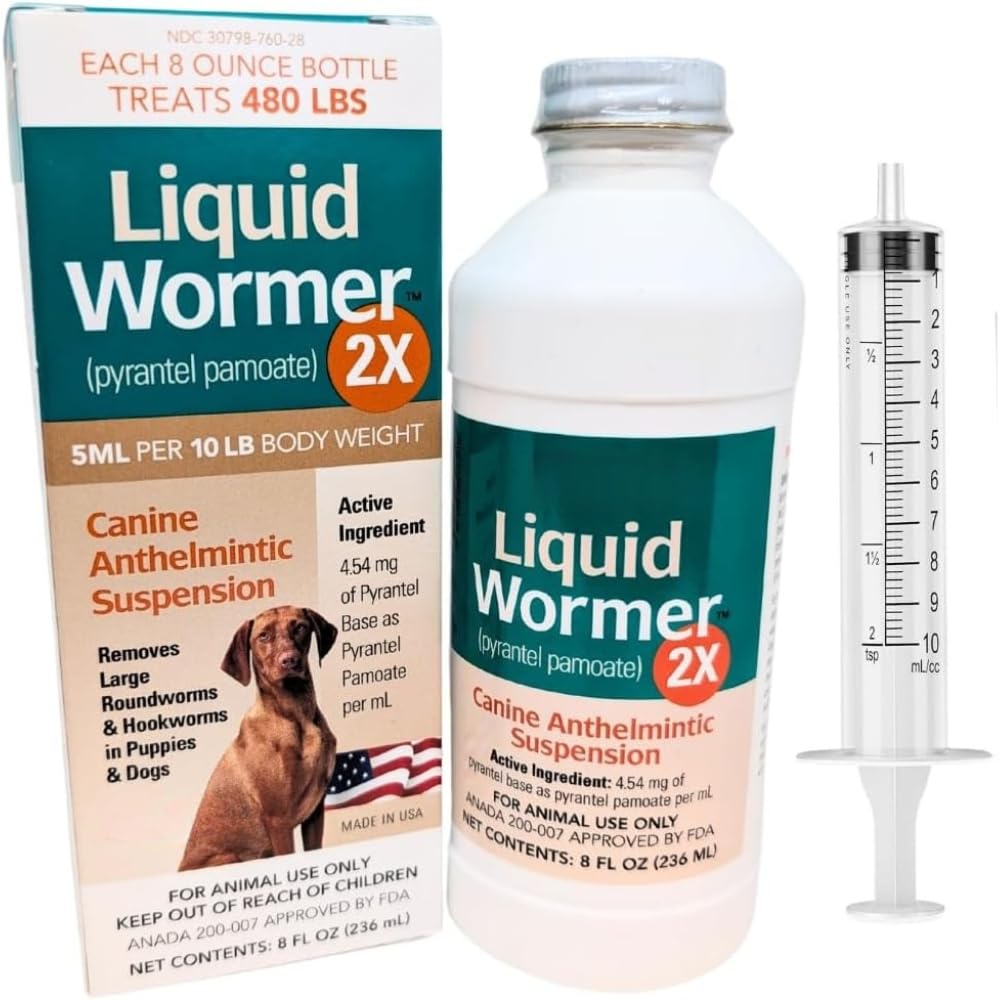 8 oz Pyrantel Pamoate Liquid Wormer for Dogs and Puppies W197