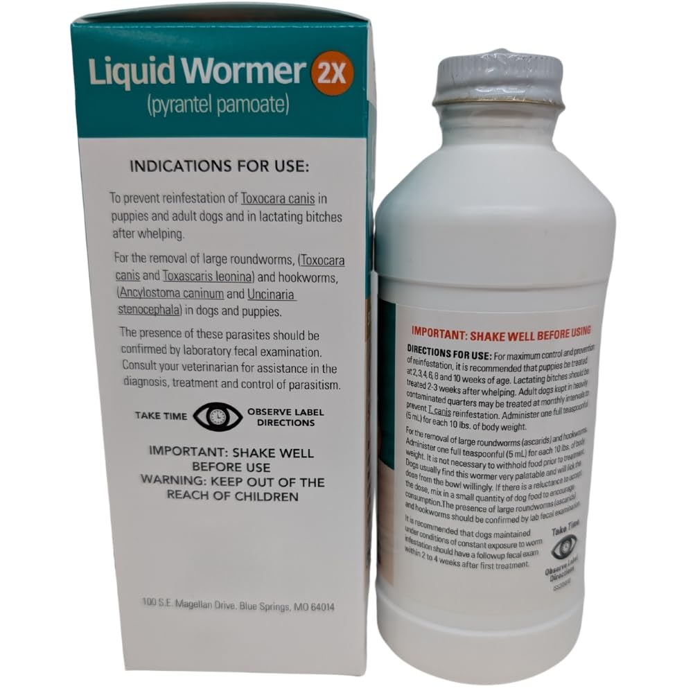 8 oz Pyrantel Pamoate Liquid Wormer for Dogs and Puppies W197