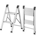 2 Step Aluminum Foldable Step Ladders 330lb Silver S749190