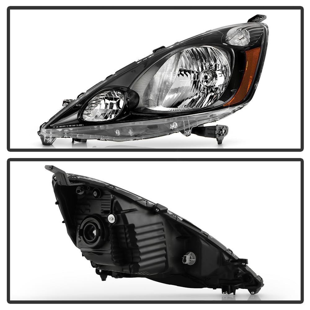 Black Housing Headlights Headlamps Pair Set H16326