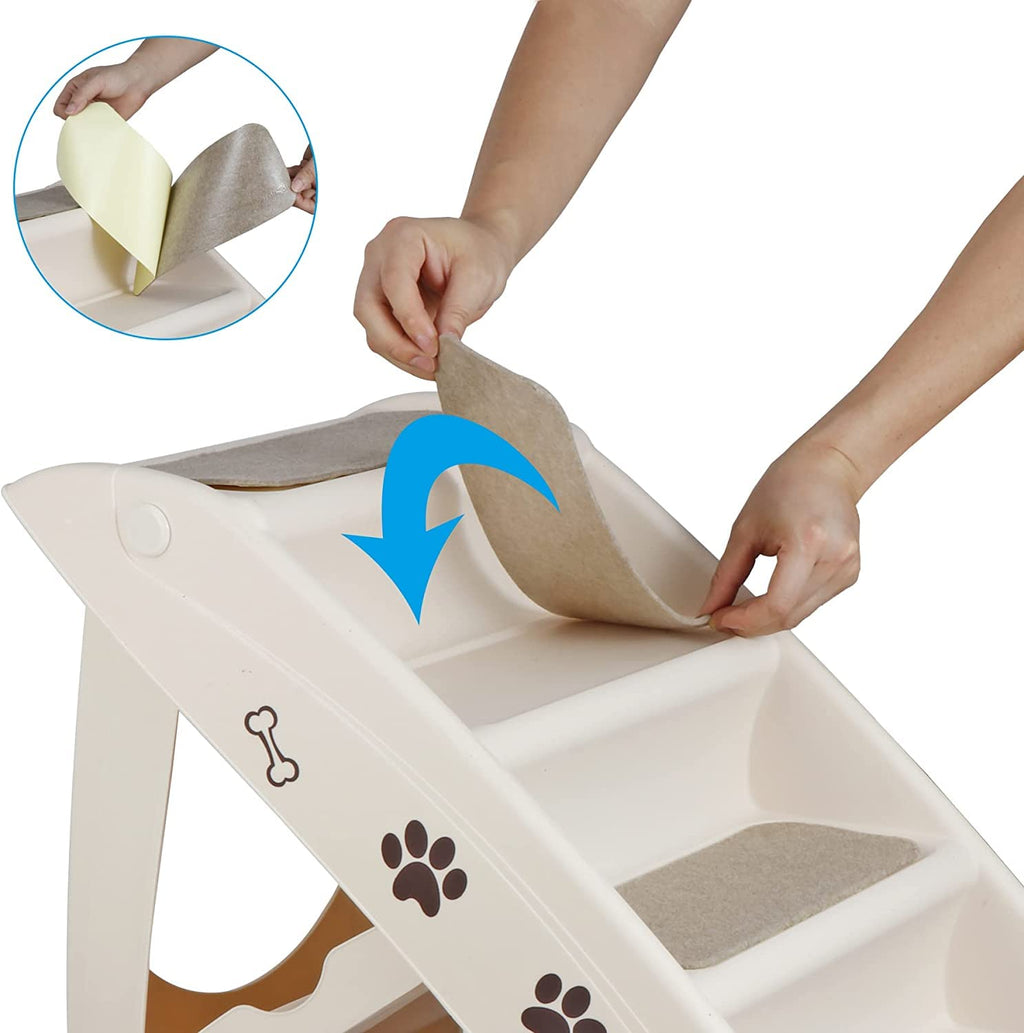 Tan 4-Step Non-Slip Foldable Pet Steps Z1241