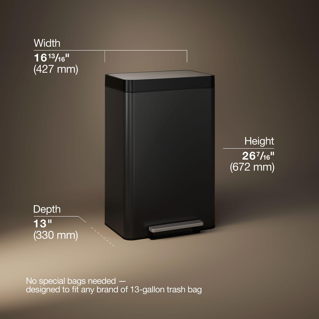 13-Gallon Stainless Steel Step Trash Can S4086