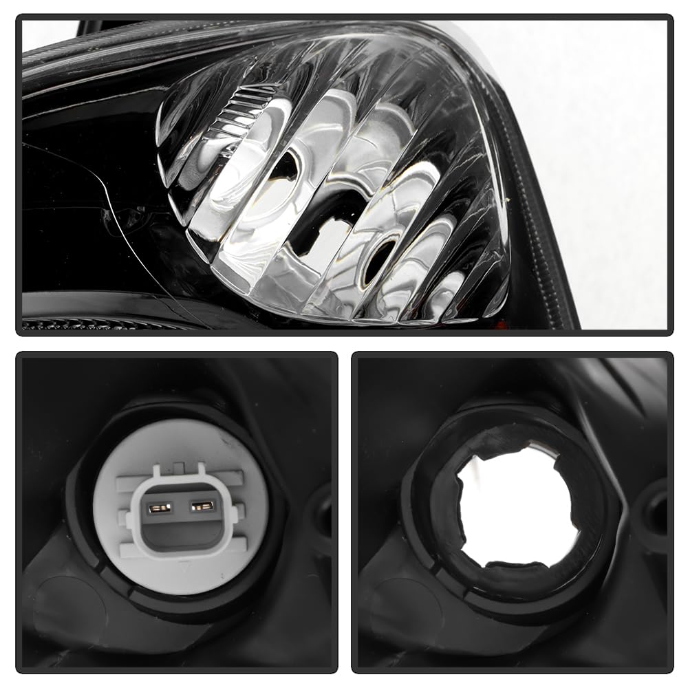 Black Housing Headlights Headlamps Pair Set H16326