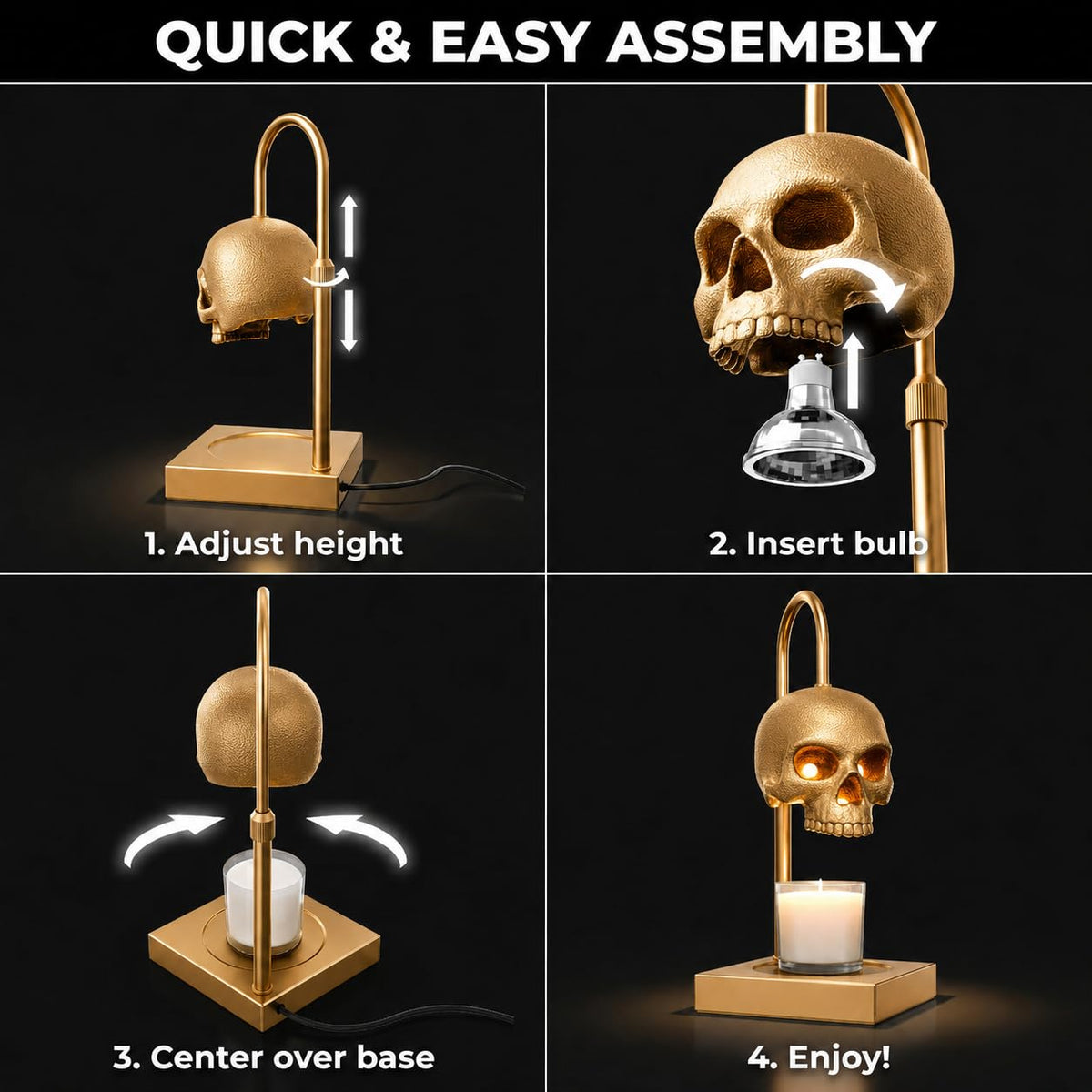 Skull Candle Warmer Lamp with Timer and Dimmer F2826